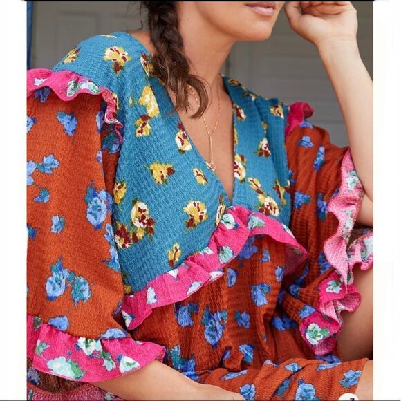 NWT Anthropologie Ruffled Sleep Mini Dress Medium - Picture 3 of 14